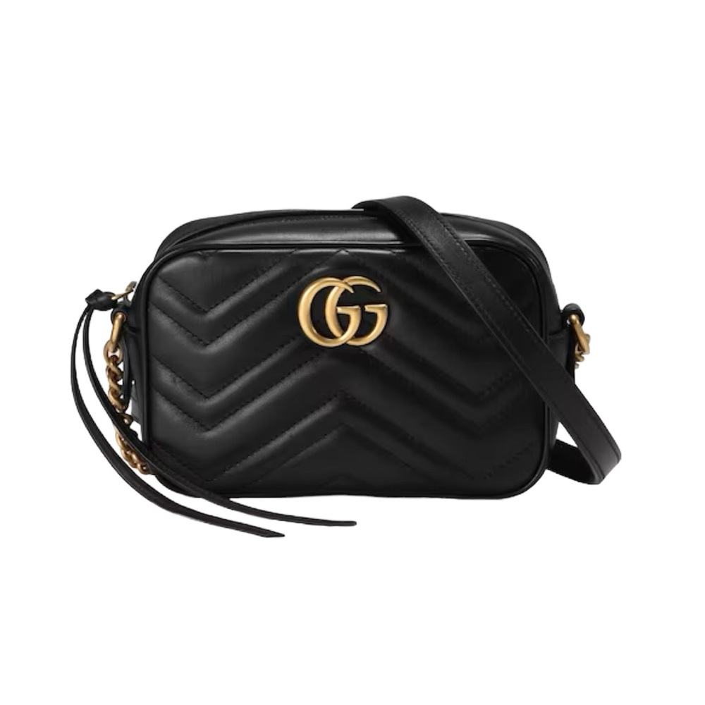 Gucci Calfskin Matelasse Mini GG Marmont Chain Shoulder Bag